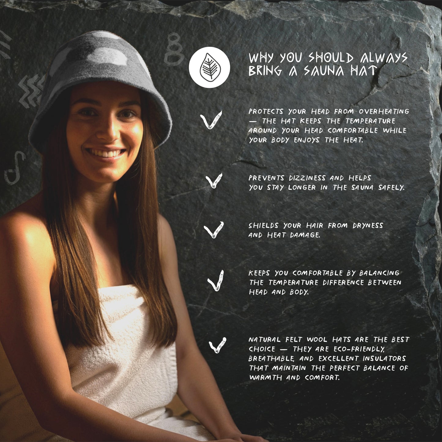 Premium Felt Sauna Hat - Charcoal